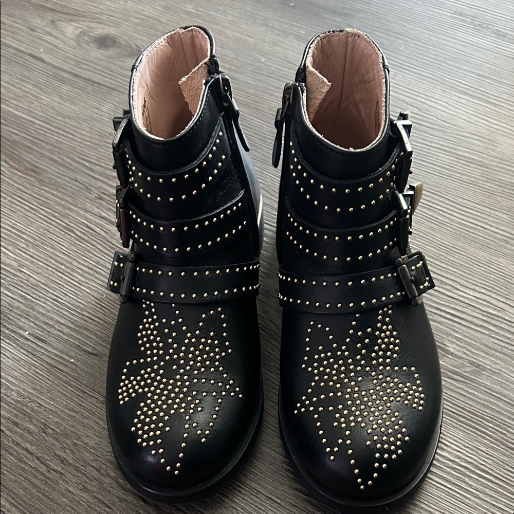 Chloe Black Studded Ankle Boots